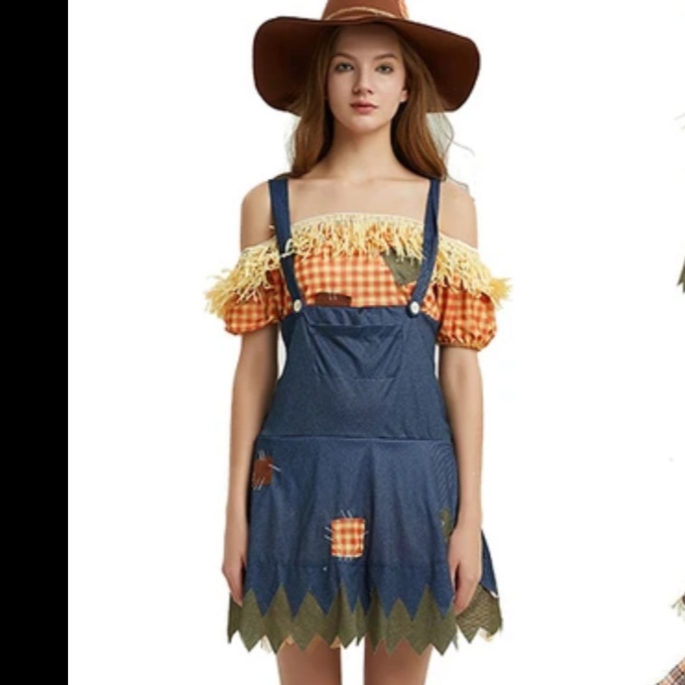 Scarecrow Halloween costume off shoulder scarecrow costume size 4-6 small.